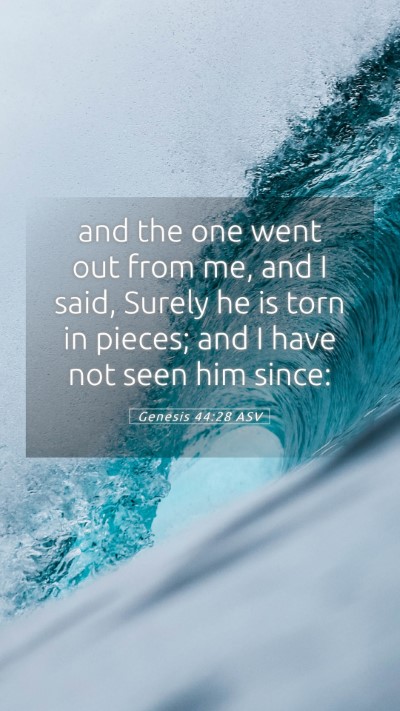 Picture 05 - Genesis 44:28 ASV Mobile Phone Wallpaper - and the one went out from me, and I said, Surely - Mobile Bible Verse Wallpaper