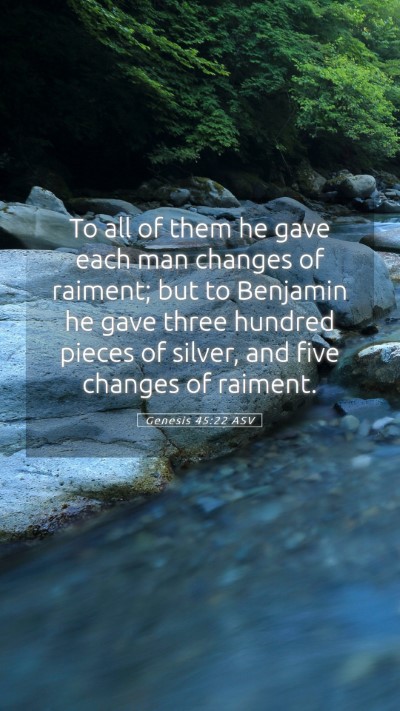 Picture 05 - Genesis 45:22 ASV Mobile Phone Wallpaper - To all of them he gave each man changes of - Mobile Bible Verse Wallpaper