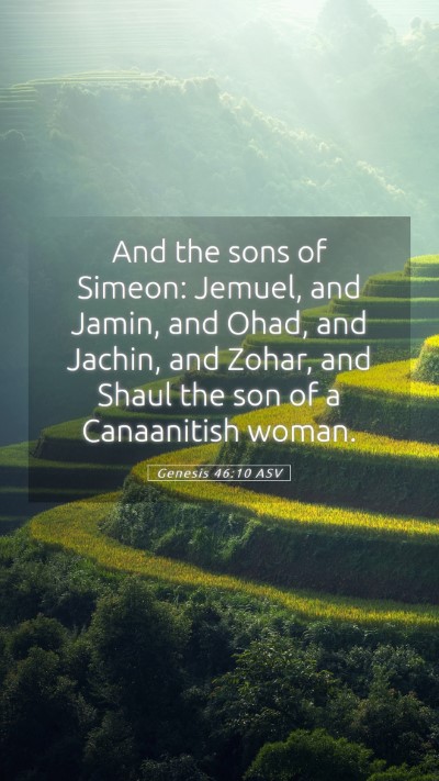 Picture 05 - Genesis 46:10 ASV Mobile Phone Wallpaper - And the sons of Simeon: Jemuel, and Jamin, and - Mobile Bible Verse Wallpaper