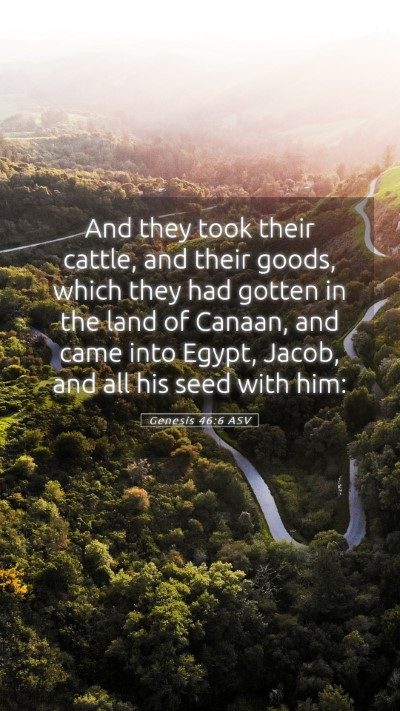 Picture 05 - Genesis 46:6 ASV Mobile Phone Wallpaper - And they took their cattle, and their goods, - Mobile Bible Verse Wallpaper