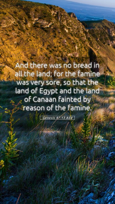 Picture 05 - Genesis 47:13 ASV Mobile Phone Wallpaper - And there was no bread in all the land; for the - Mobile Bible Verse Wallpaper