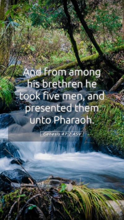 Picture 05 - Genesis 47:2 ASV Mobile Phone Wallpaper - And from among his brethren he took five men, and - Mobile Bible Verse Wallpaper