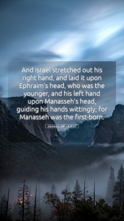 Picture 05 - Genesis 48:14 ASV Mobile Phone Wallpaper - And Israel stretched out his right hand, and laid - Mobile Bible Verse Wallpaper