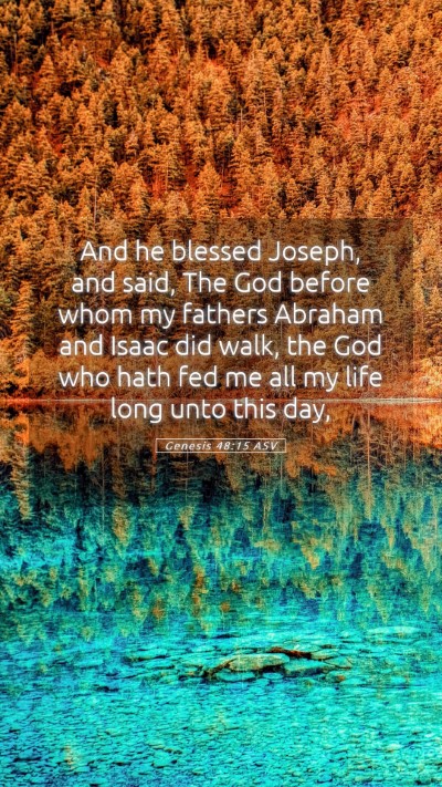 Picture 05 - Genesis 48:15 ASV Mobile Phone Wallpaper - And he blessed Joseph, and said, The God before - Mobile Bible Verse Wallpaper