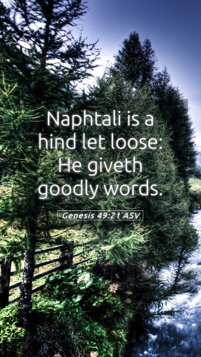 Picture 05 - Genesis 49:21 ASV Mobile Phone Wallpaper - Naphtali is a hind let loose: He giveth goodly - Mobile Bible Verse Wallpaper