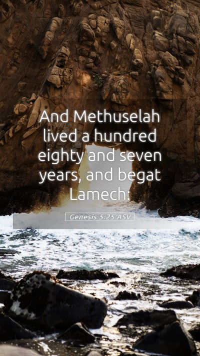 Picture 05 - Genesis 5:25 ASV Mobile Phone Wallpaper - And Methuselah lived a hundred eighty and seven - Mobile Bible Verse Wallpaper