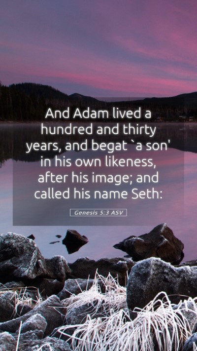 Picture 05 - Genesis 5:3 ASV Mobile Phone Wallpaper - And Adam lived a hundred and thirty years, and - Mobile Bible Verse Wallpaper
