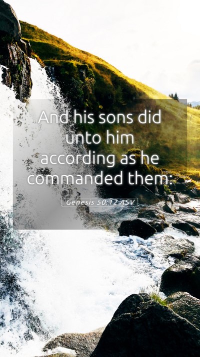 Picture 05 - Genesis 50:12 ASV Mobile Phone Wallpaper - And his sons did unto him according as he - Mobile Bible Verse Wallpaper