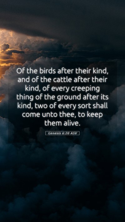 Picture 05 - Genesis 6:20 ASV Mobile Phone Wallpaper - Of the birds after their kind, and of the cattle - Mobile Bible Verse Wallpaper