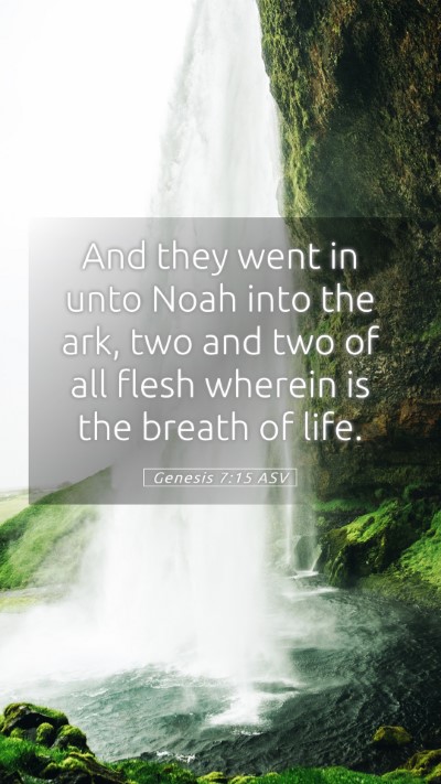Picture 05 - Genesis 7:15 ASV Mobile Phone Wallpaper - And they went in unto Noah into the ark, two and - Mobile Bible Verse Wallpaper