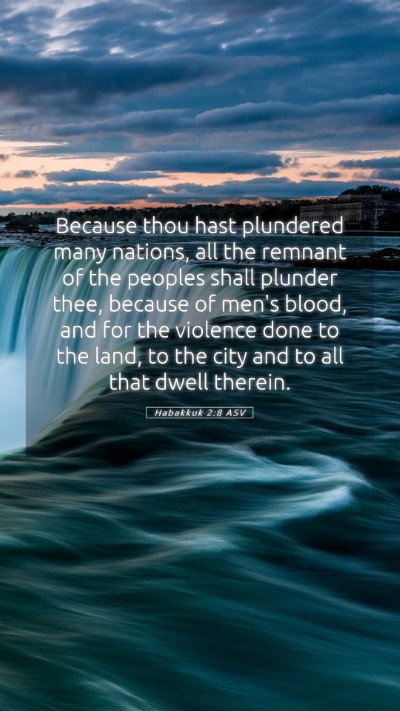 Picture 05 - Habakkuk 2:8 ASV Mobile Phone Wallpaper - Because thou hast plundered many nations, all the - Mobile Bible Verse Wallpaper