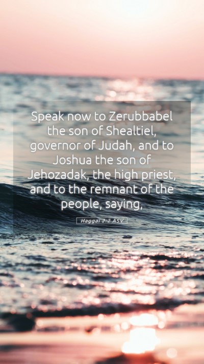 Picture 05 - Haggai 2:2 ASV Mobile Phone Wallpaper - Speak now to Zerubbabel the son of Shealtiel, - Mobile Bible Verse Wallpaper