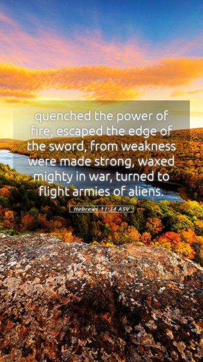 Picture 05 - Hebrews 11:34 ASV Mobile Phone Wallpaper - quenched the power of fire, escaped the edge of - Mobile Bible Verse Wallpaper