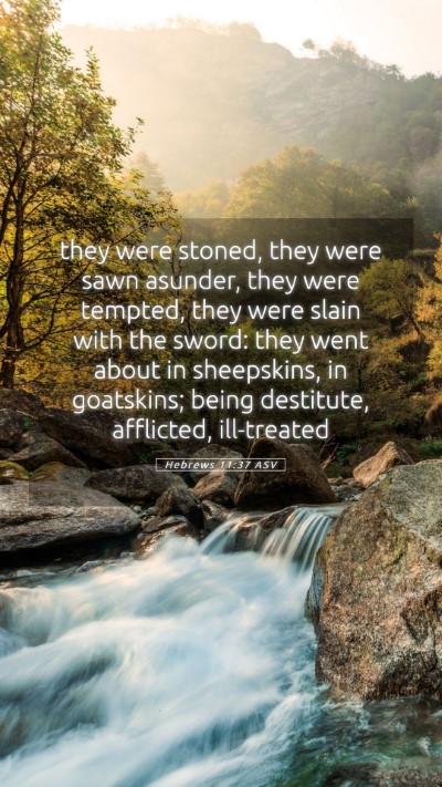 Picture 05 - Hebrews 11:37 ASV Mobile Phone Wallpaper - they were stoned, they were sawn asunder, they - Mobile Bible Verse Wallpaper