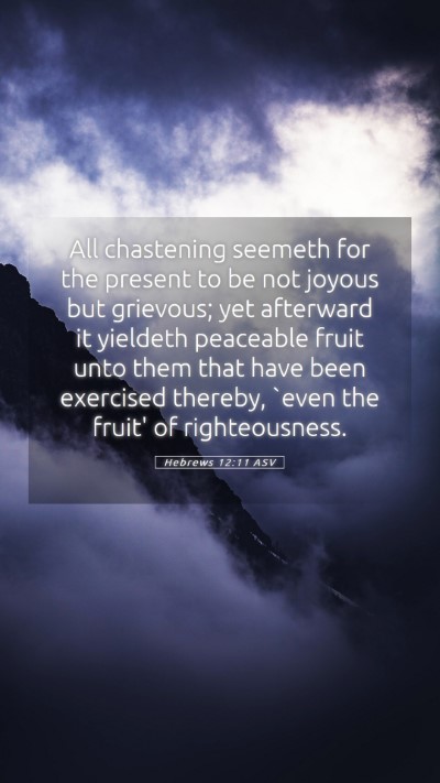 Picture 05 - Hebrews 12:11 ASV Mobile Phone Wallpaper - All chastening seemeth for the present to be not - Mobile Bible Verse Wallpaper