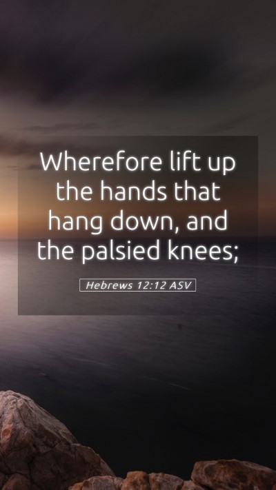 Picture 05 - Hebrews 12:12 ASV Mobile Phone Wallpaper - Wherefore lift up the hands that hang down, and - Mobile Bible Verse Wallpaper