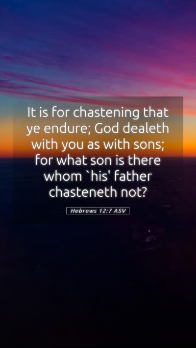 Picture 05 - Hebrews 12:7 ASV Mobile Phone Wallpaper - It is for chastening that ye endure; God dealeth - Mobile Bible Verse Wallpaper