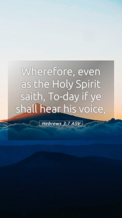 Picture 05 - Hebrews 3:7 ASV Mobile Phone Wallpaper - Wherefore, even as the Holy Spirit saith, To-day - Mobile Bible Verse Wallpaper