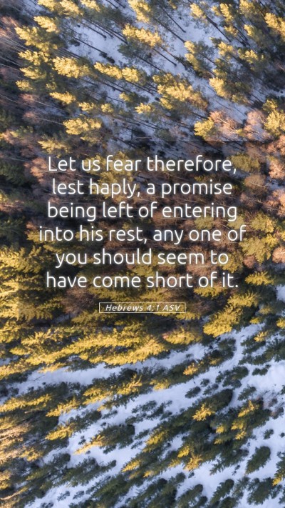 Picture 05 - Hebrews 4:1 ASV Mobile Phone Wallpaper - Let us fear therefore, lest haply, a promise - Mobile Bible Verse Wallpaper