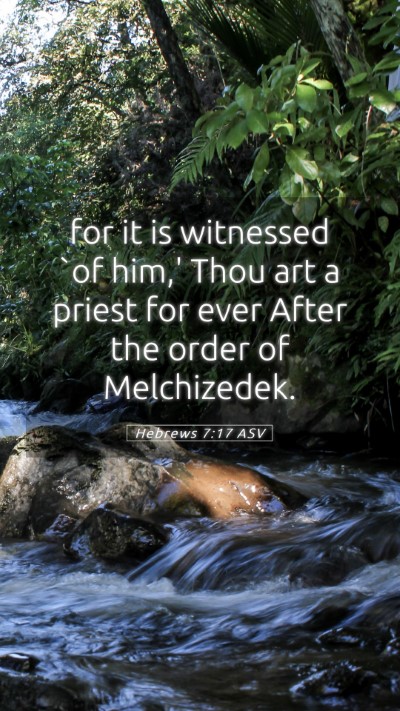 Picture 05 - Hebrews 7:17 ASV Mobile Phone Wallpaper - for it is witnessed `of him,' Thou art a priest - Mobile Bible Verse Wallpaper