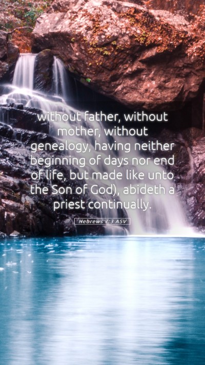 Picture 05 - Hebrews 7:3 ASV Mobile Phone Wallpaper - without father, without mother, without - Mobile Bible Verse Wallpaper