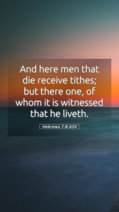 Picture 05 - Hebrews 7:8 ASV Mobile Phone Wallpaper - And here men that die receive tithes; but there - Mobile Bible Verse Wallpaper