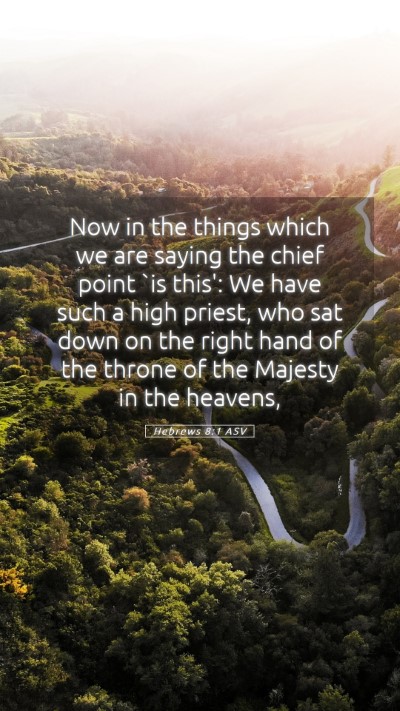 Picture 05 - Hebrews 8:1 ASV Mobile Phone Wallpaper - Now in the things which we are saying the chief - Mobile Bible Verse Wallpaper