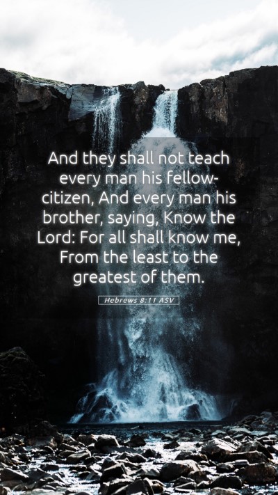 Picture 05 - Hebrews 8:11 ASV Mobile Phone Wallpaper - And they shall not teach every man his - Mobile Bible Verse Wallpaper