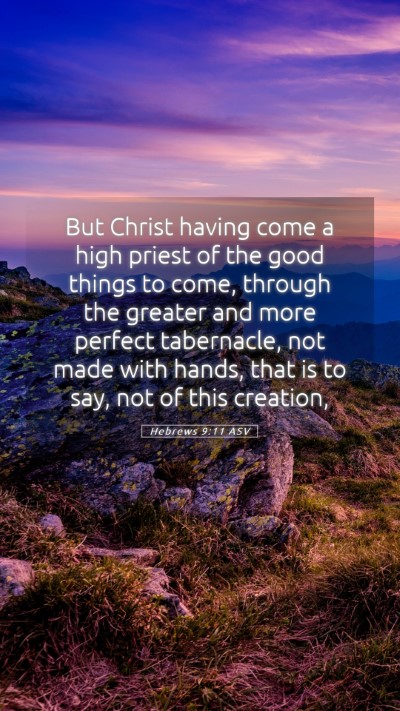 Picture 05 - Hebrews 9:11 ASV Mobile Phone Wallpaper - But Christ having come a high priest of the good - Mobile Bible Verse Wallpaper