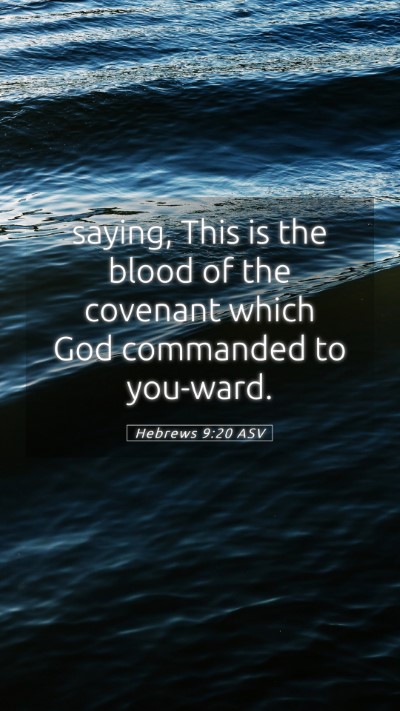 Picture 05 - Hebrews 9:20 ASV Mobile Phone Wallpaper - saying, This is the blood of the covenant which - Mobile Bible Verse Wallpaper
