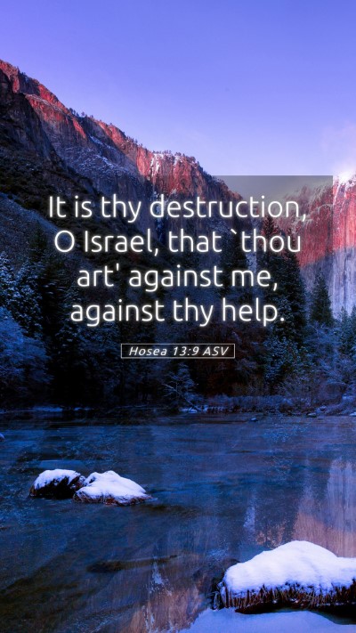 Picture 05 - Hosea 13:9 ASV Mobile Phone Wallpaper - It is thy destruction, O Israel, that `thou art' - Mobile Bible Verse Wallpaper