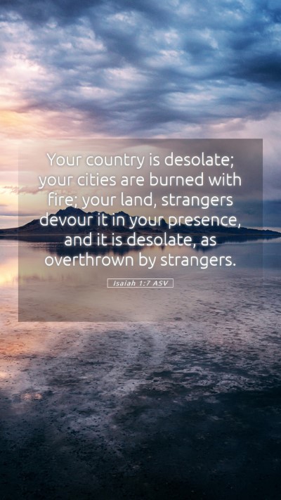 Picture 05 - Isaiah 1:7 ASV Mobile Phone Wallpaper - Your country is desolate; your cities are burned - Mobile Bible Verse Wallpaper