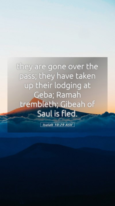 Picture 05 - Isaiah 10:29 ASV Mobile Phone Wallpaper - they are gone over the pass; they have taken up - Mobile Bible Verse Wallpaper