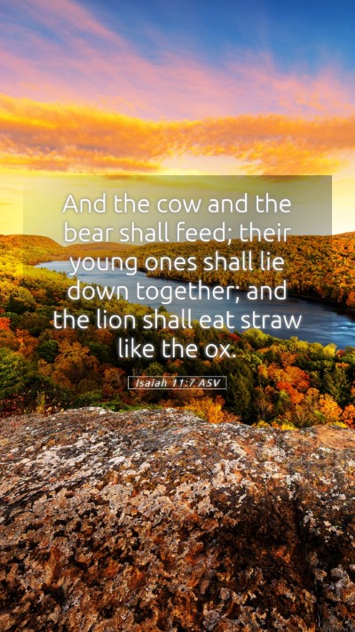 Picture 05 - Isaiah 11:7 ASV Mobile Phone Wallpaper - And the cow and the bear shall feed; their young - Mobile Bible Verse Wallpaper