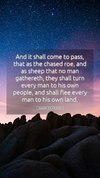 Picture 05 - Isaiah 13:14 ASV Mobile Phone Wallpaper - And it shall come to pass, that as the chased - Mobile Bible Verse Wallpaper