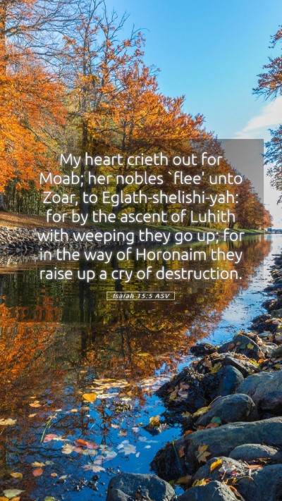 Picture 05 - Isaiah 15:5 ASV Mobile Phone Wallpaper - My heart crieth out for Moab; her nobles `flee' - Mobile Bible Verse Wallpaper