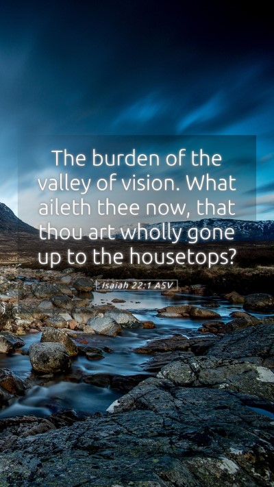 Picture 05 - Isaiah 22:1 ASV Mobile Phone Wallpaper - The burden of the valley of vision. What aileth - Mobile Bible Verse Wallpaper