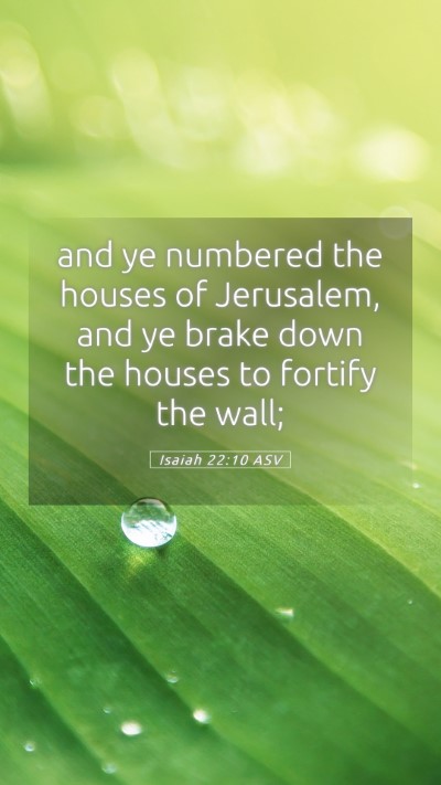 Picture 05 - Isaiah 22:10 ASV Mobile Phone Wallpaper - and ye numbered the houses of Jerusalem, and ye - Mobile Bible Verse Wallpaper