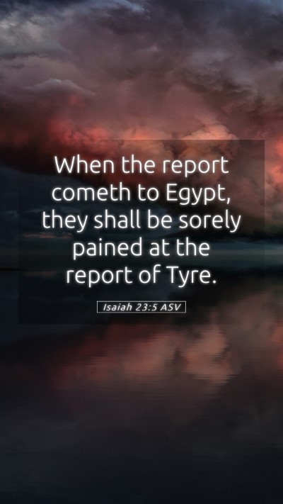 Picture 05 - Isaiah 23:5 ASV Mobile Phone Wallpaper - When the report cometh to Egypt, they shall be - Mobile Bible Verse Wallpaper