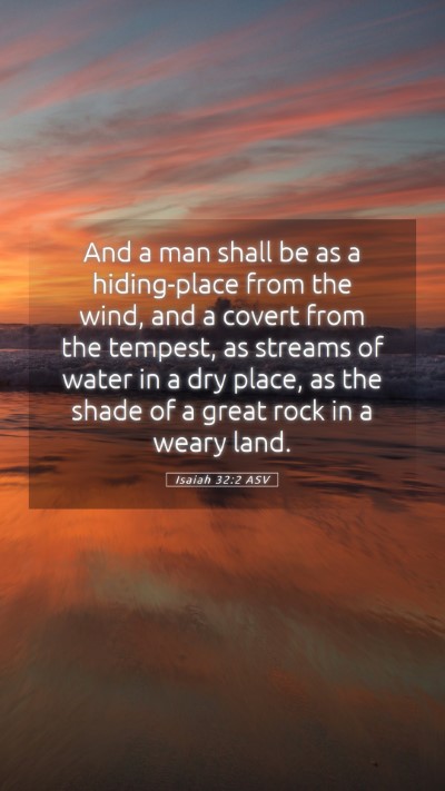 Picture 05 - Isaiah 32:2 ASV Mobile Phone Wallpaper - And a man shall be as a hiding-place from the - Mobile Bible Verse Wallpaper