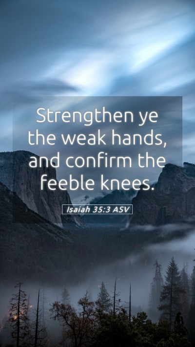 Picture 05 - Isaiah 35:3 ASV Mobile Phone Wallpaper - Strengthen ye the weak hands, and confirm the - Mobile Bible Verse Wallpaper