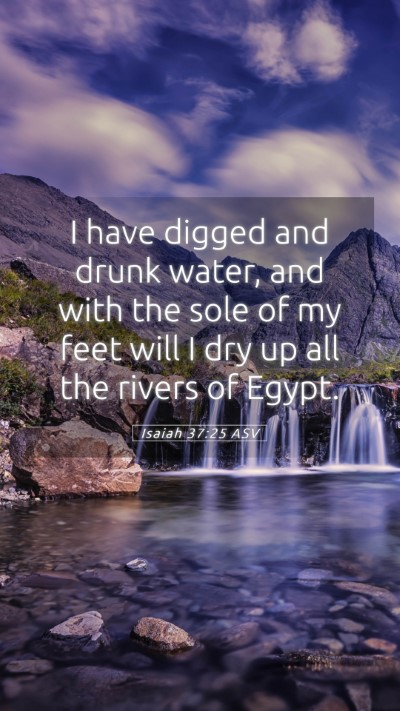 Picture 05 - Isaiah 37:25 ASV Mobile Phone Wallpaper - I have digged and drunk water, and with the sole - Mobile Bible Verse Wallpaper