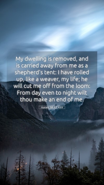 Picture 05 - Isaiah 38:12 ASV Mobile Phone Wallpaper - My dwelling is removed, and is carried away from - Mobile Bible Verse Wallpaper