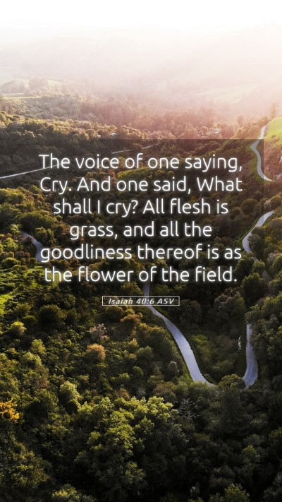 Picture 05 - Isaiah 40:6 ASV Mobile Phone Wallpaper - The voice of one saying, Cry. And one said, What - Mobile Bible Verse Wallpaper