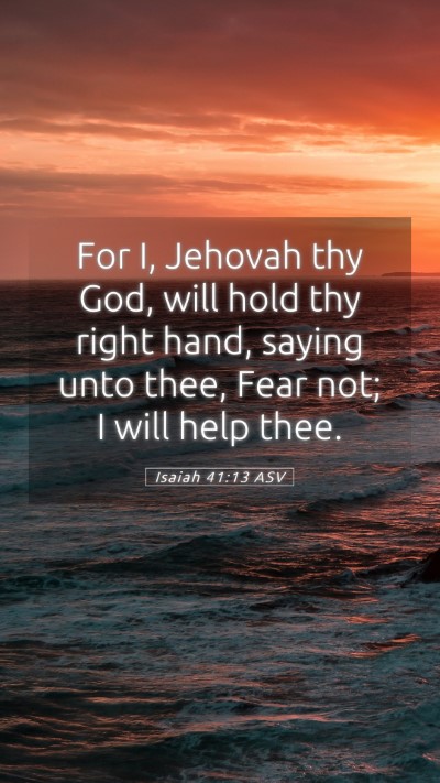 Picture 05 - Isaiah 41:13 ASV Mobile Phone Wallpaper - For I, Jehovah thy God, will hold thy right hand, - Mobile Bible Verse Wallpaper