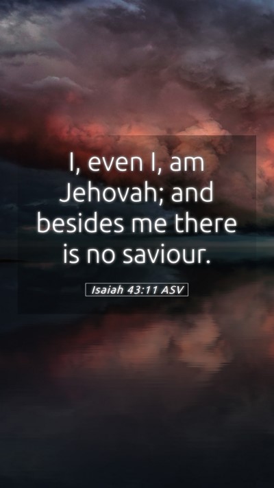 Picture 05 - Isaiah 43:11 ASV Mobile Phone Wallpaper - I, even I, am Jehovah; and besides me there is no - Mobile Bible Verse Wallpaper