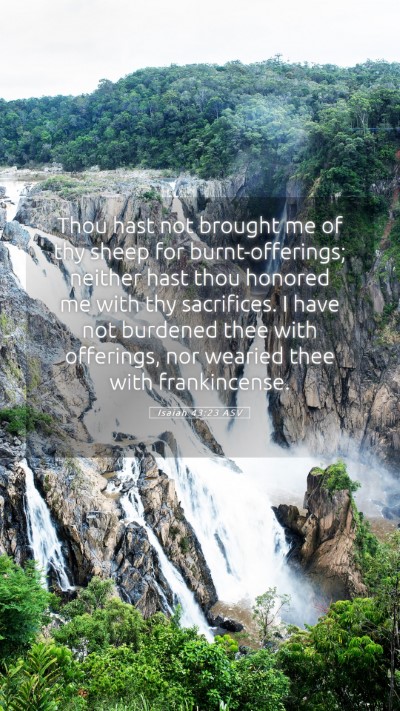 Picture 05 - Isaiah 43:23 ASV Mobile Phone Wallpaper - Thou hast not brought me of thy sheep for - Mobile Bible Verse Wallpaper