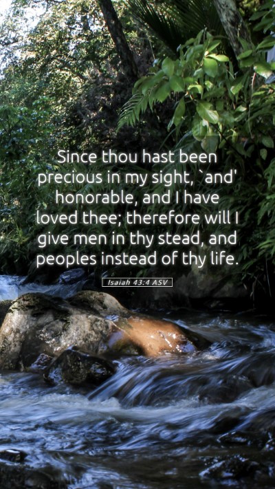 Picture 05 - Isaiah 43:4 ASV Mobile Phone Wallpaper - Since thou hast been precious in my sight, `and' - Mobile Bible Verse Wallpaper