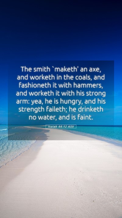 Picture 05 - Isaiah 44:12 ASV Mobile Phone Wallpaper - The smith `maketh' an axe, and worketh in the - Mobile Bible Verse Wallpaper