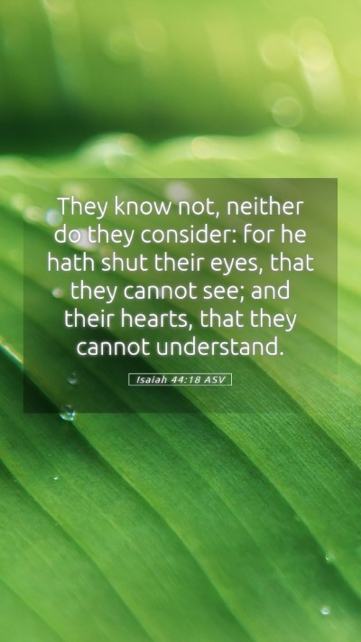 Picture 05 - Isaiah 44:18 ASV Mobile Phone Wallpaper - They know not, neither do they consider: for he - Mobile Bible Verse Wallpaper